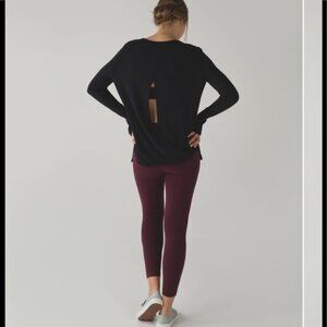 Lululemon Bring It Backbend Sweater Cashmere Pullover Wrap Open Blnd Back Cotton